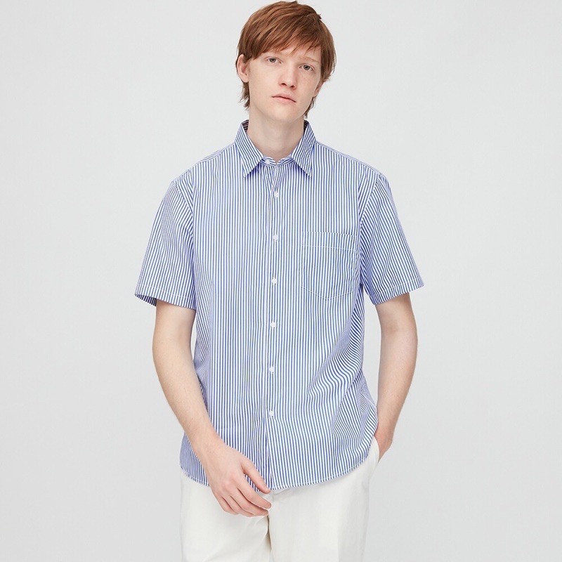 Áo sơ mi nam cộc tay kẻ sọc dọc thời trang của Uniqlo