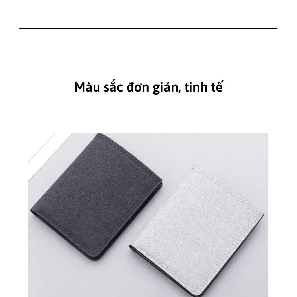 Ví vải canvas nam nữ dáng đứng LETI VI09, bóp tiền thẻ nhỏ gọn tiện dụng màu cơ bản đơn giản chất liệu vải cao cấp