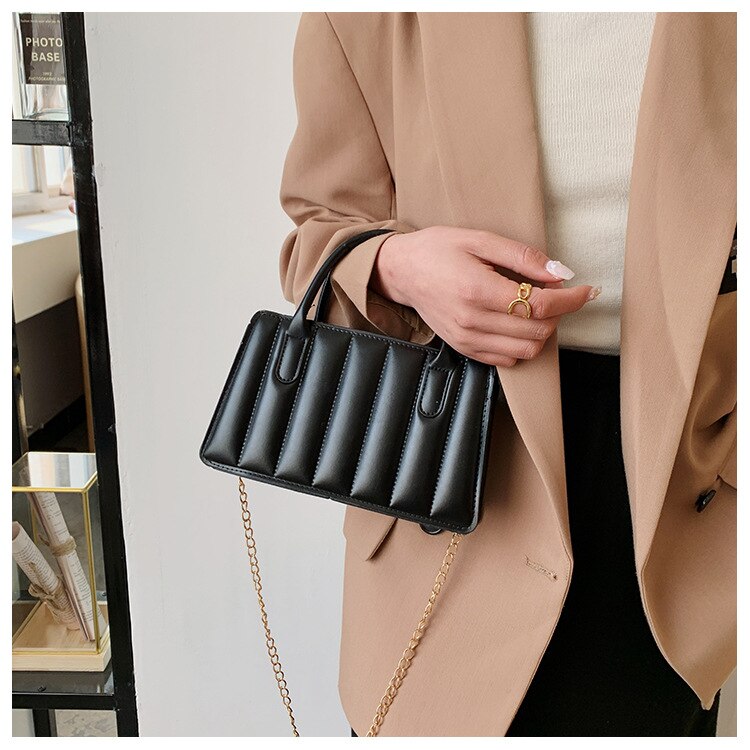 JASMNI NOIR   PU Leather Women's Handbag  Fashion Chain Sling Bag Small Flap Tote
