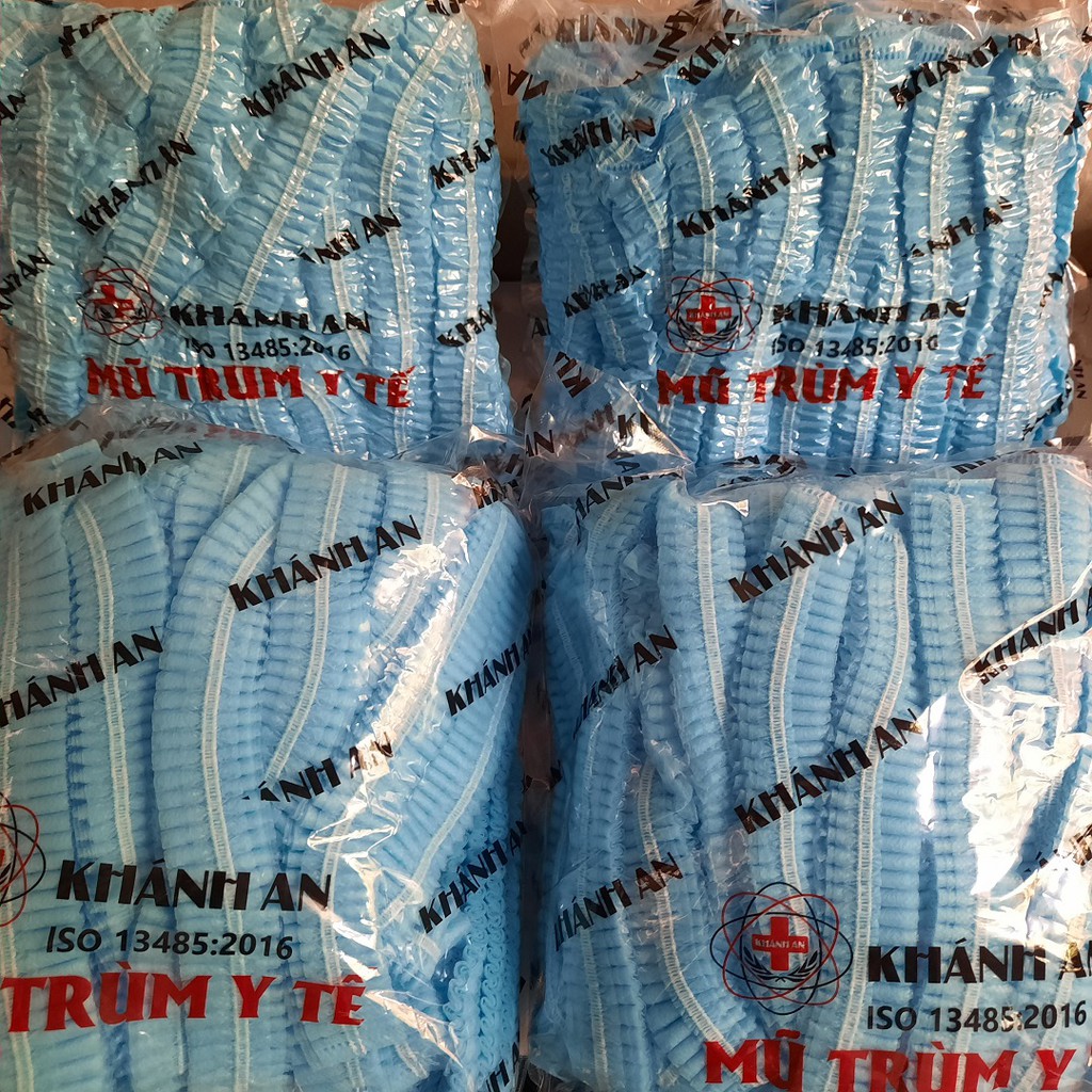 Mũ trùm đầu y tế, mũ con sâu Khánh An bịch 50 cái dùng trong môi trường y tế, thí nghiệm, điện tử, thực phẩm