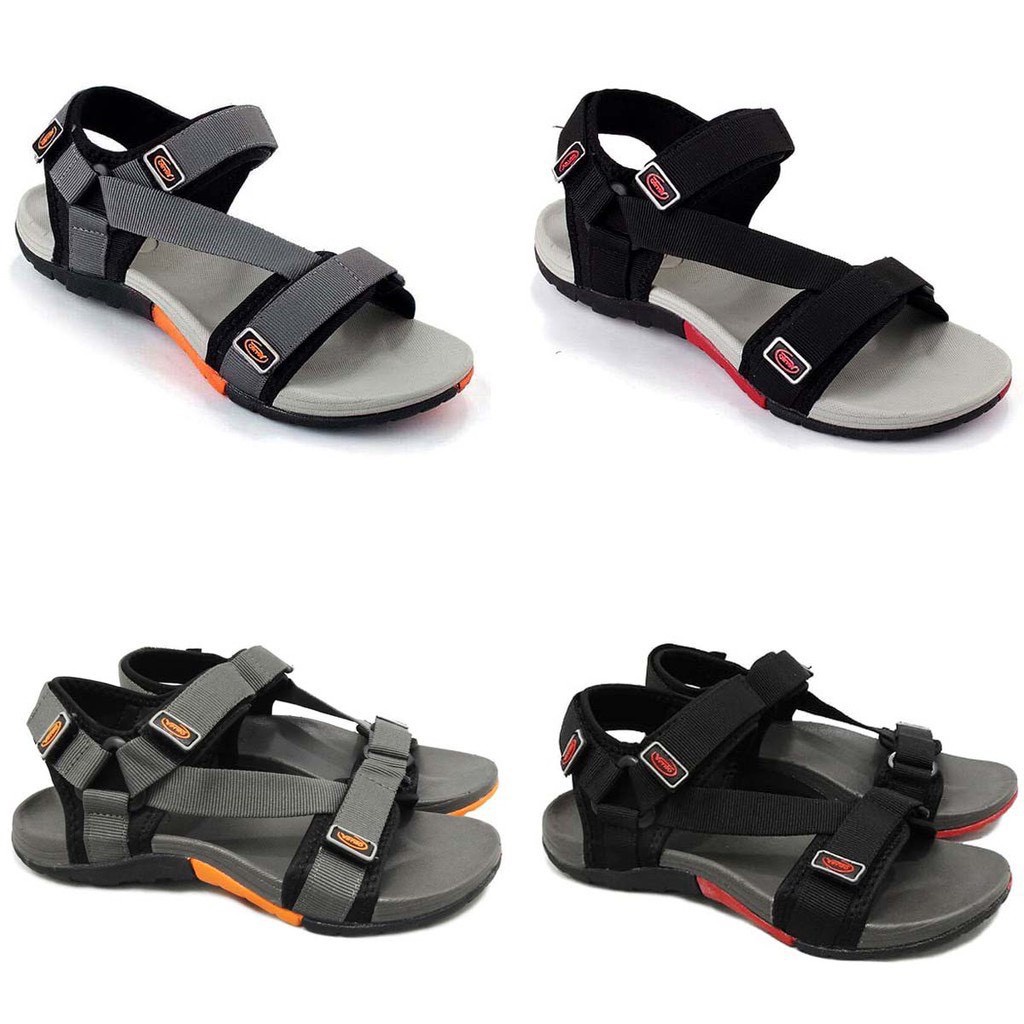 Giày Sandal Nam VENTO kiểu unisex quai chéo đế chống trơn NV4538 Xám Đế Đen, sandal học sinh mẫu mới