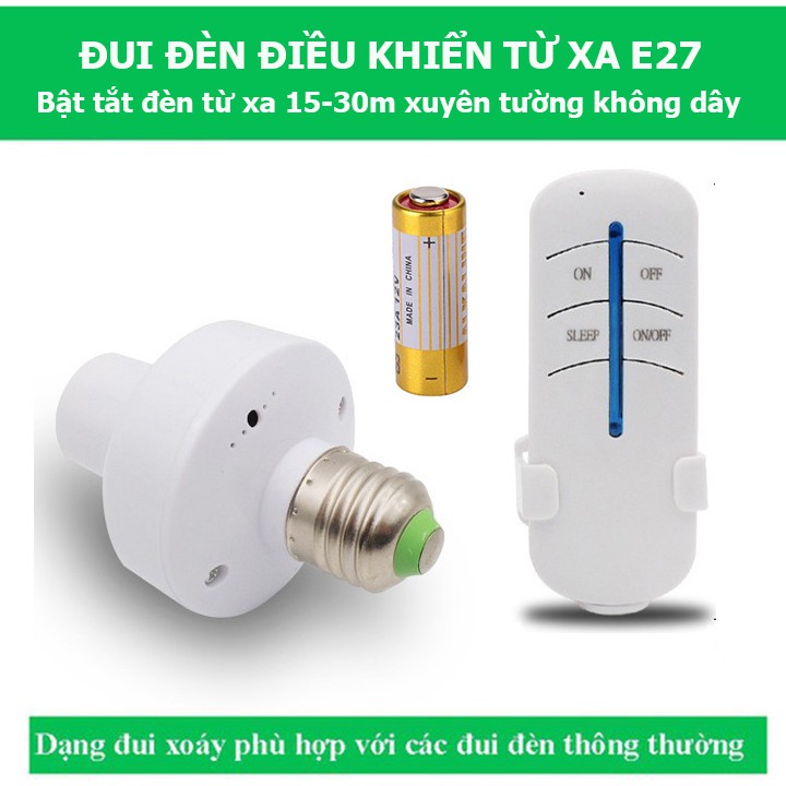 Đui đèn E27 điều khiển từ xa, đuôi đèn E27 điều khiển từ xa màu trắng