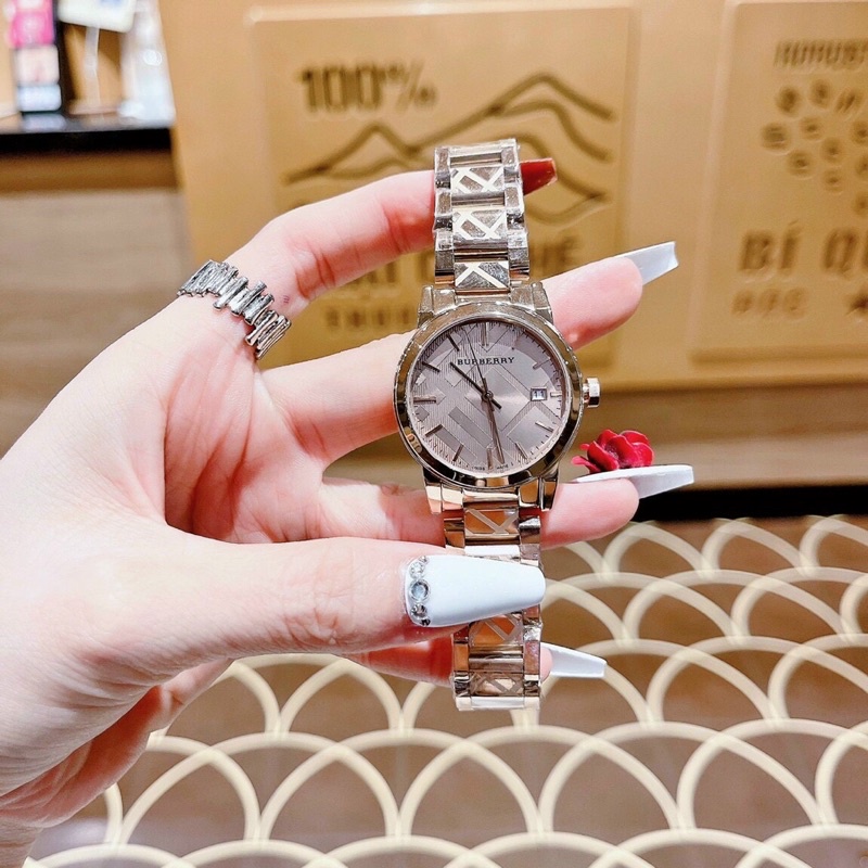 Đồng Hồ Burberry Cao Cấp Phiên Bản Dây Inox - Đồng Hồ Nữ Hàng Cao Cấp 34mm