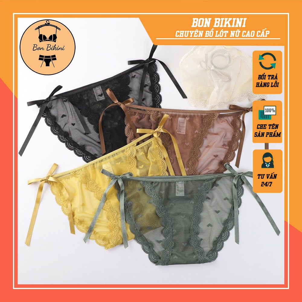 Quần Lót Nữ Quần Lót Ren Sexy dây buộc nơ phối họa tiết trái tim mã 3999