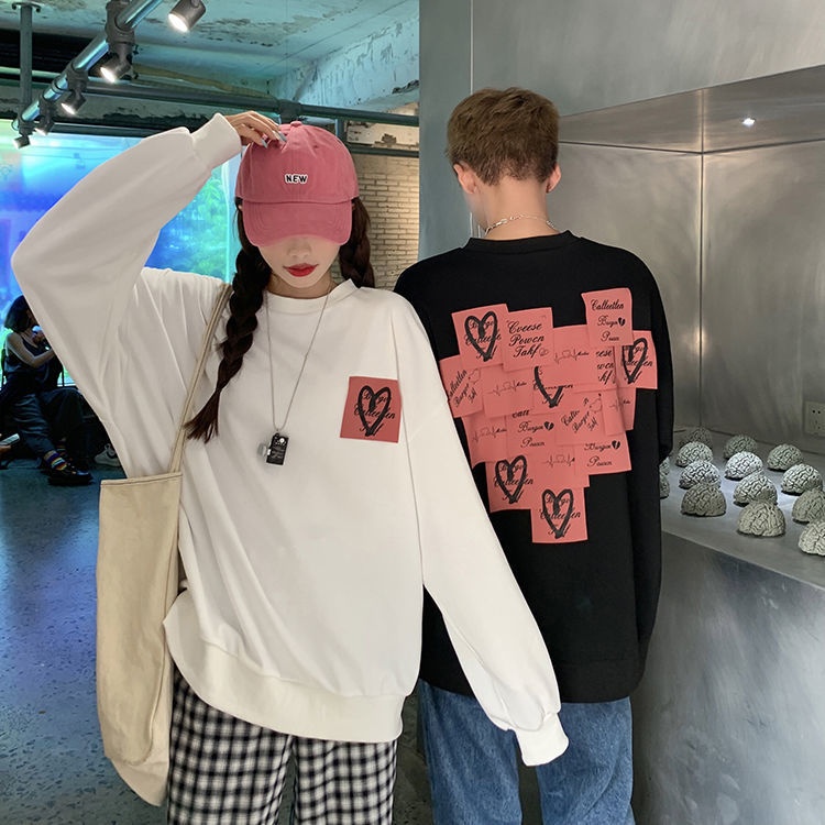 Áo Sweater Tay Dài Dáng Rộng Phong Cách Hàn Quốc Thời Trang Xuân Thu Dành Cho Cặp Đôi
