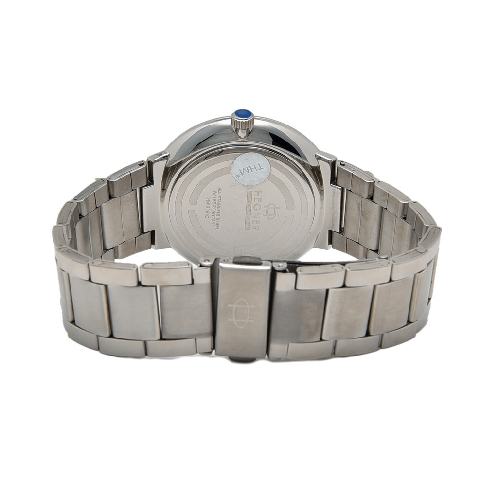 Đồng hồ nam Hegner HW-5051MWBLUE mặt mỏng máy quartz kính cường lực chống xước dây thép đeo tay cao cấp chính hãng