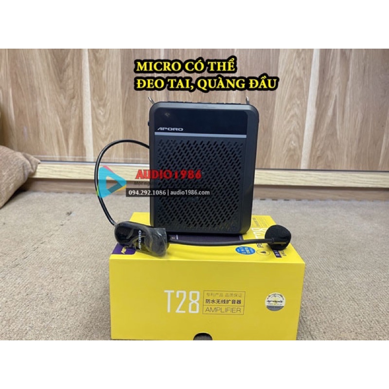 Máy trợ giảng không dây Aporo T28 UHF Audio1986 có chống nước IP67 wireless công suất lớn Cao cấp Nhất hiện nay