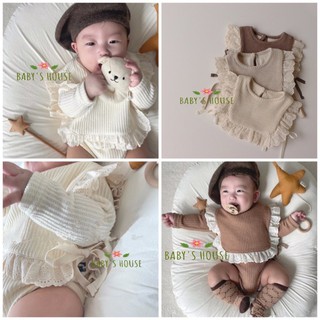 Yếm vuông viền bèo cột dây ngang phong cách hàn quốc cho bé YC03 - Baby's House