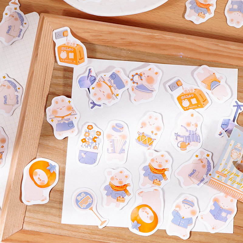 Hộp 45 hình dán sticker trang trí sổ tay hình chú thỏ Gigi Box Sticker ST236