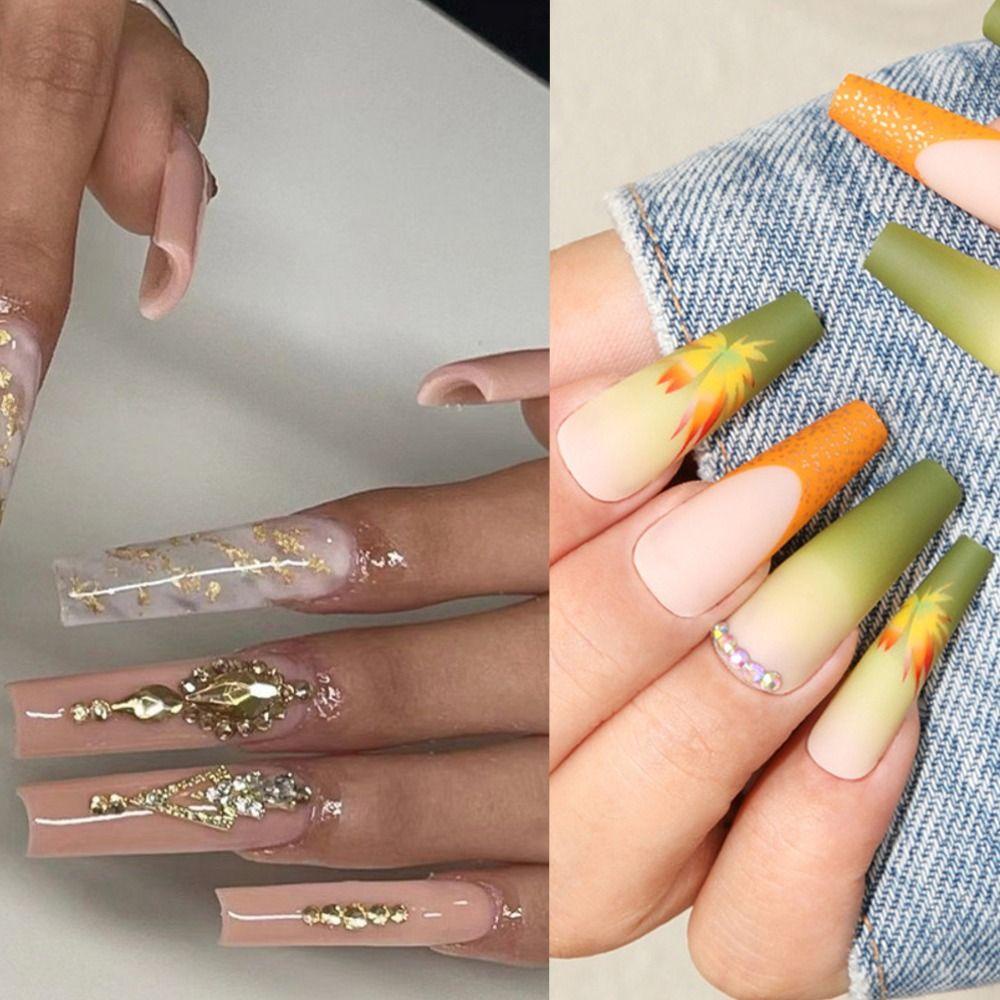 Bộ 24 Móng Tay Giả DIY Che Phủ Toàn Diện Có Thể Tháo Rời