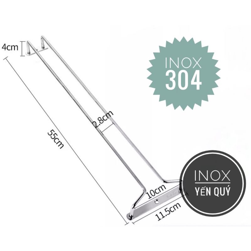 INOX 304 GIÁ TREO LY 1 HÀNG /2 HÀNG DÀI 55 CM / 50 CM / 45CM /40 CM / 35 CM / 30 CM / 27 CM