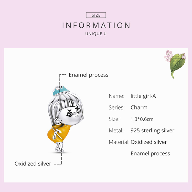 Mặt Xỏ BAMOER SCC1844 SCC1845 Bạc 925 100% Hình Bé Gái Xinh Xắn Làm Vòng Đeo Tay Phụ Kiện Thời Trang DIY