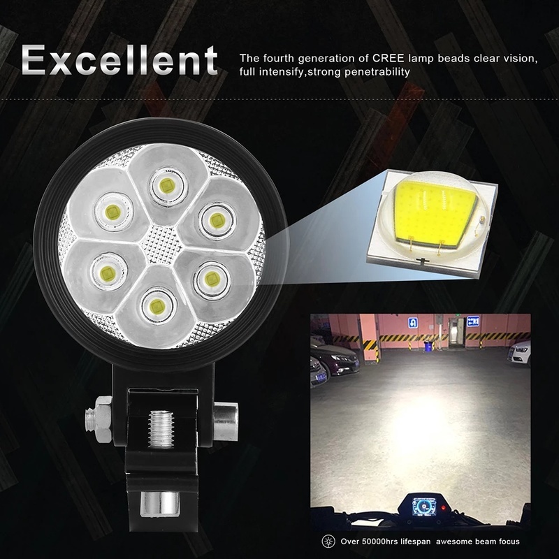Set 2 Đèn Pha 6 Bóng LED Chống Thấm Nước Dành Cho Xe Mô Tô / Ô Tô