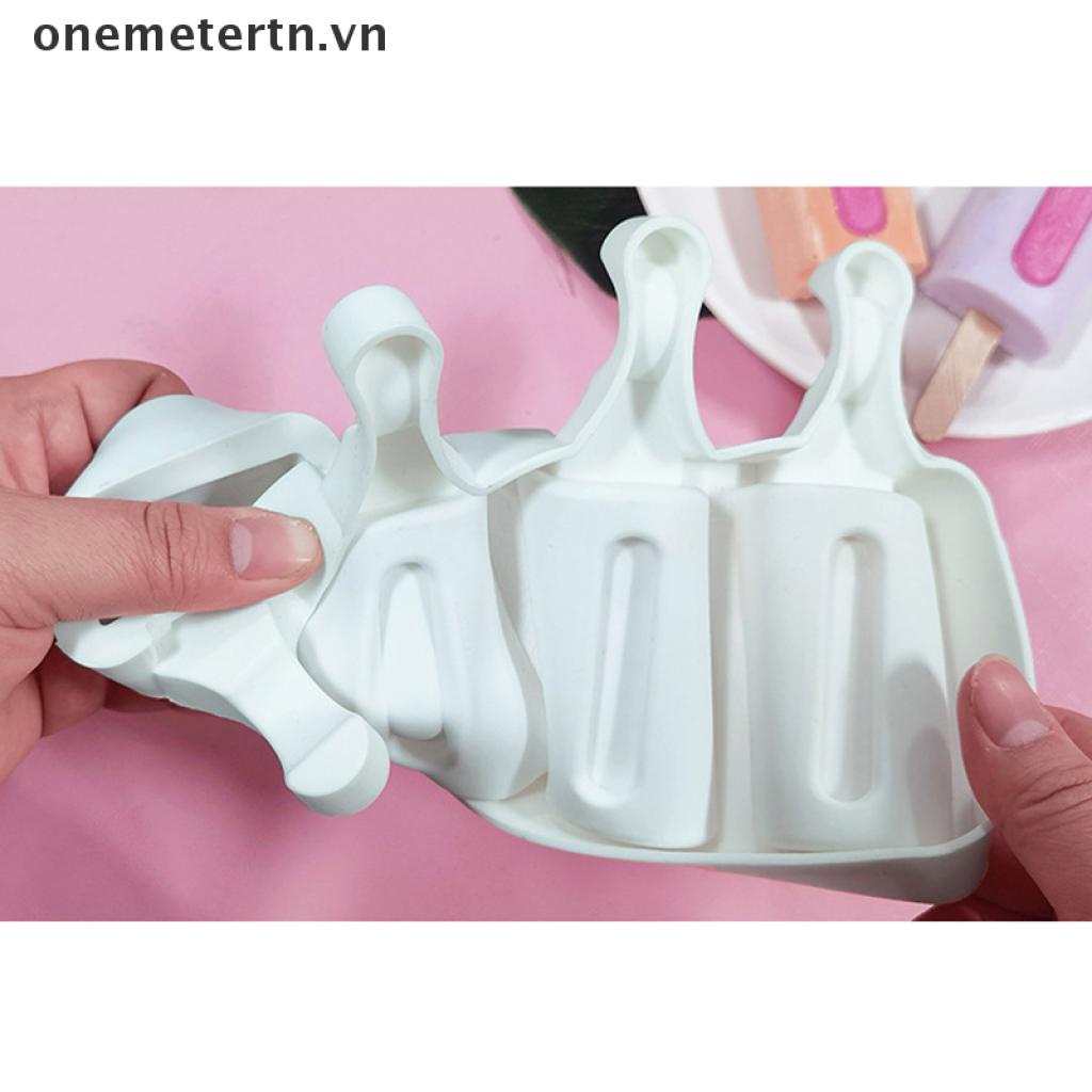 【onemetertn】 Ice Cream Molds 4 Cell Ice Cube Tray Popsicle Maker DIY Homemade Freezer Ice [VN]