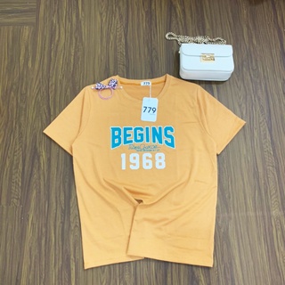Áo thun 779 áo thun nữ logo in begins cá tính