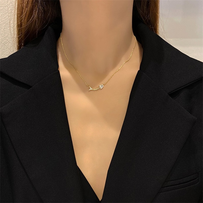Dây chuyền mạ vàng 18k hình xương cá độc đáo