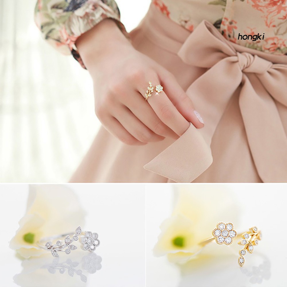 Nhẫn Hở Hình Cành Hoa Đính Đá Lung Linh Hợp Thời Trang Cho Nữ