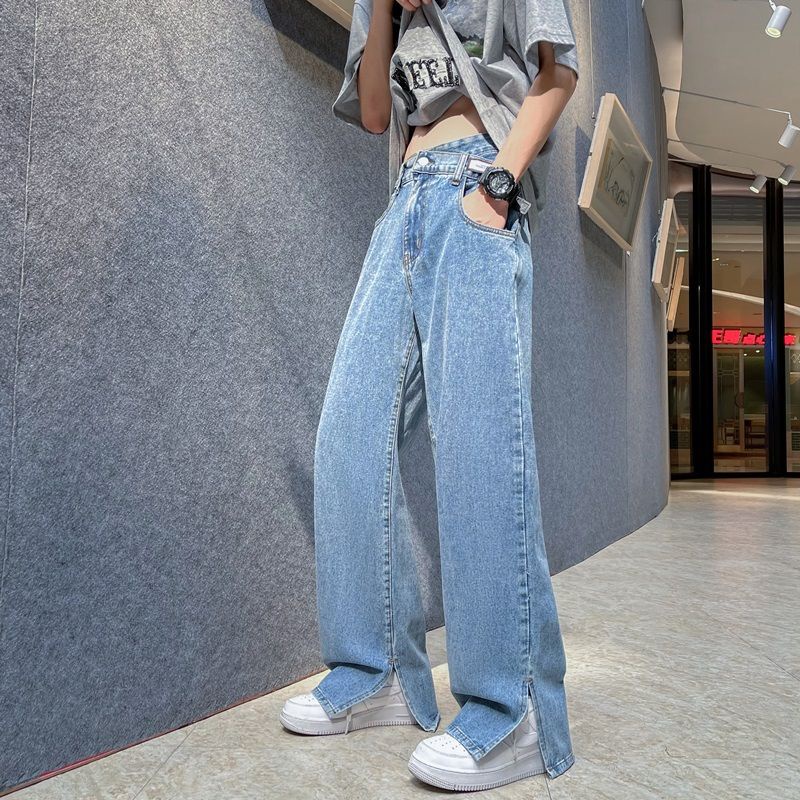 Quần Jean Dài Ống Rộng Xẻ Tà Thời Trang Cá Tính Cho Nam