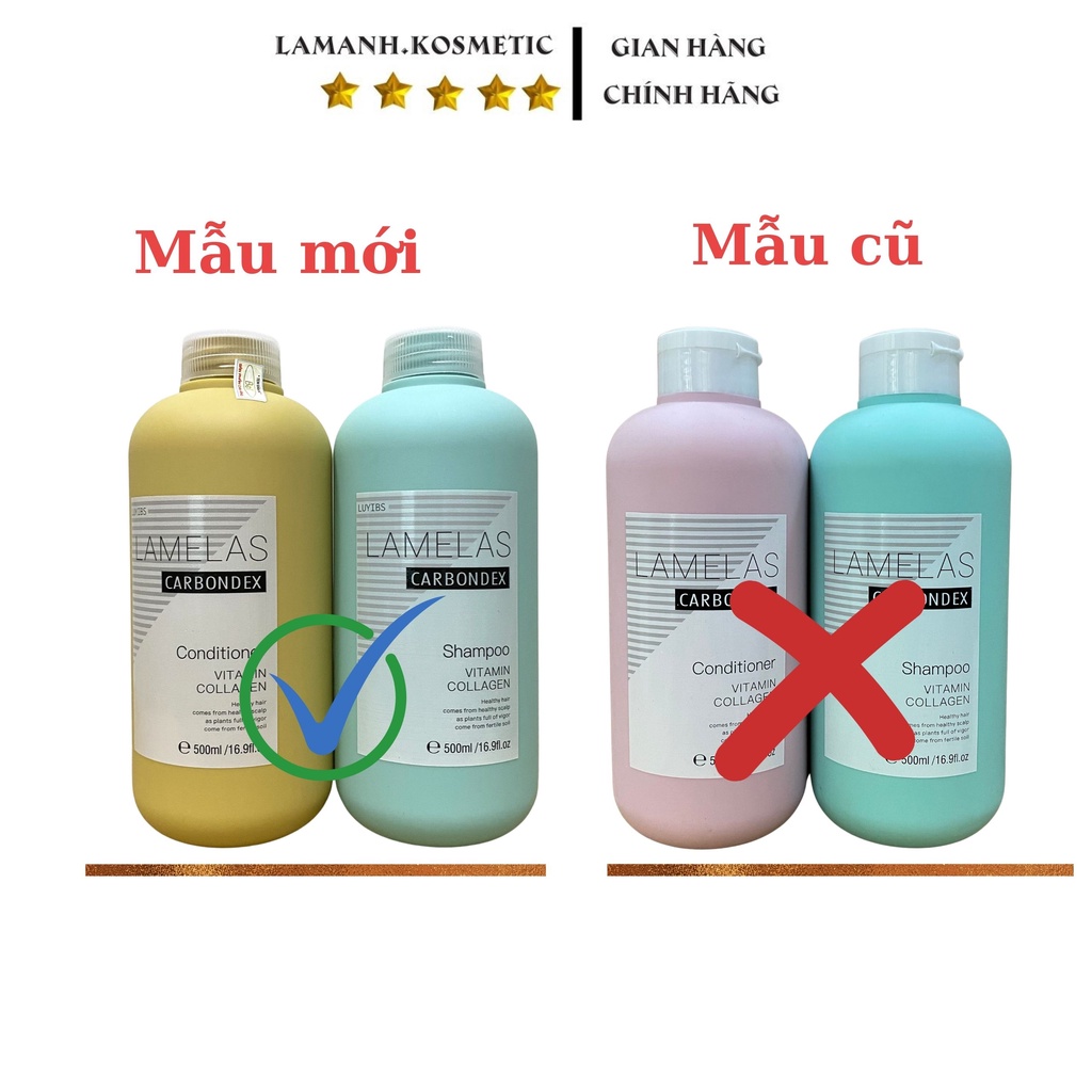 Dầu gội xả phục hồi LAMELAS-CARBONDEX, siêu mềm mượt - siêu lưu hương 500ml*2 - Cặp dầu gội lamelas