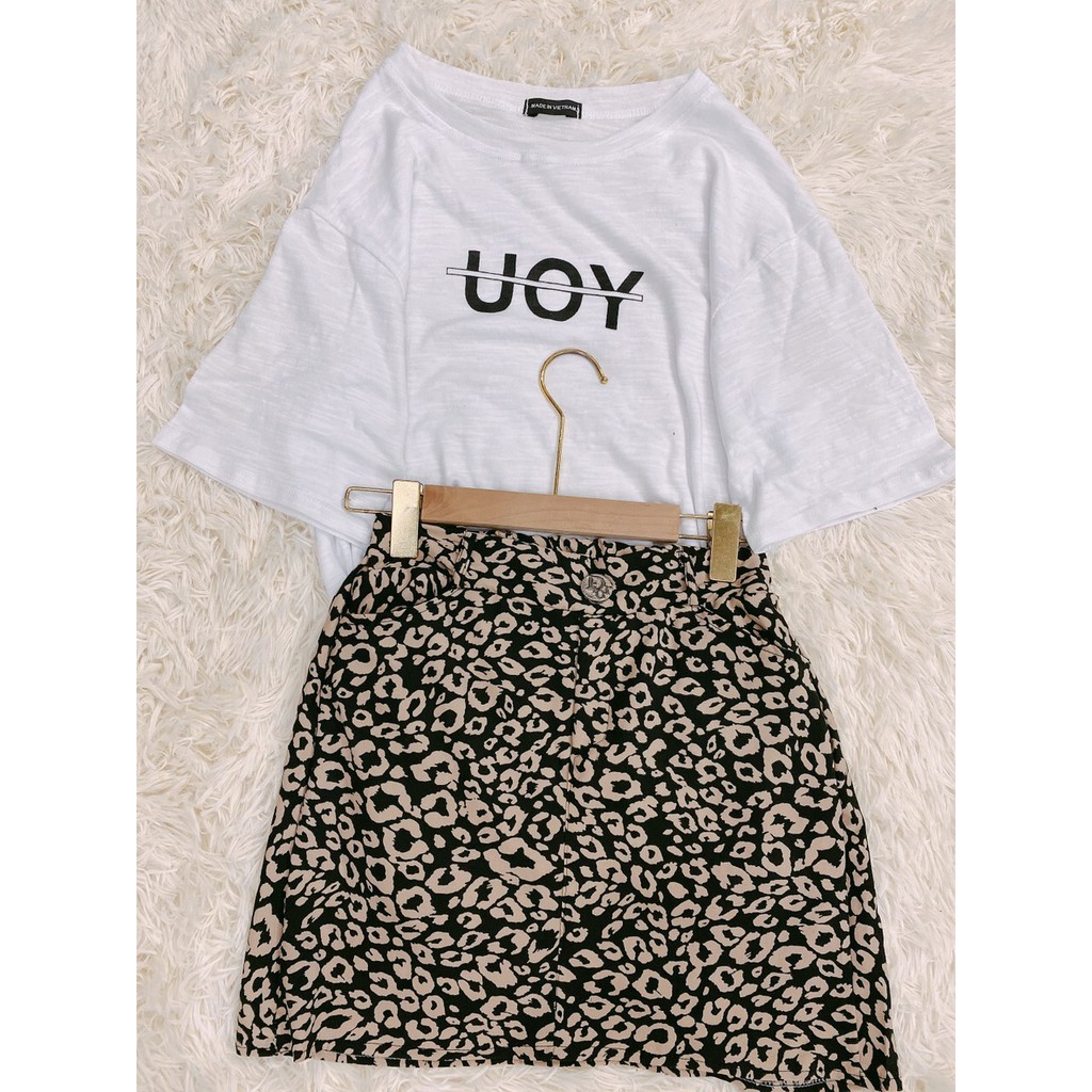 Set chân váy da beo áo phông trắng , chân váy ngắn mix áo phông form rộng mặc siêu xinh AD78 | BigBuy360 - bigbuy360.vn