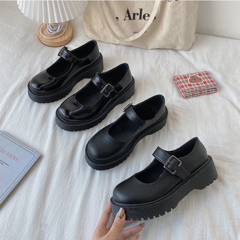 Giày oxford quai cài đế cao da mềm ulzzang phong cách Hàn Quốc