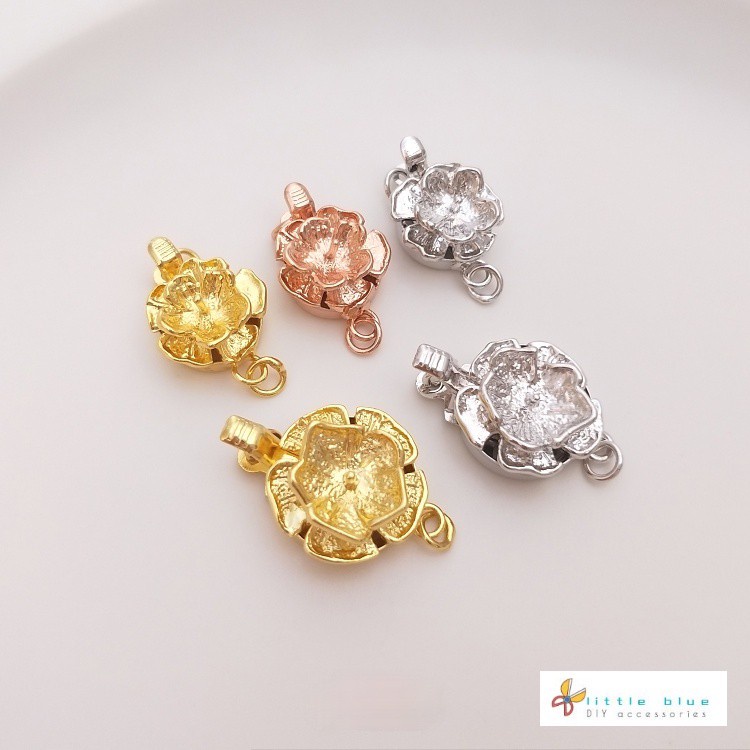 Dây Hạt Mạ Vàng 18K Khóa Xỏ Hạt Hình Bông Hoa diy