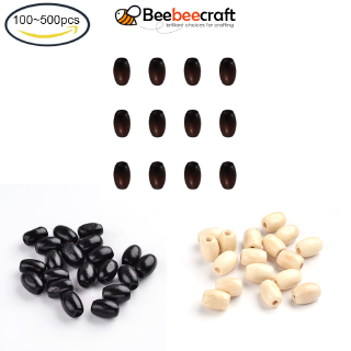 Bộ 100-500 hạt gỗ hình bầu dục dùng làm đồ trang sức