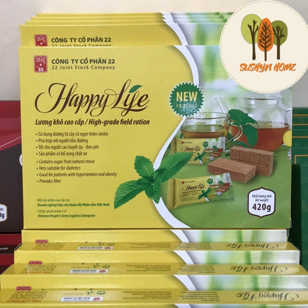 Lương Khô Ăn Kiêng Happy LifeSản Phẩm Bộ Quốc PhòngÍt Ngọt, Giàu Dinh Dưỡng