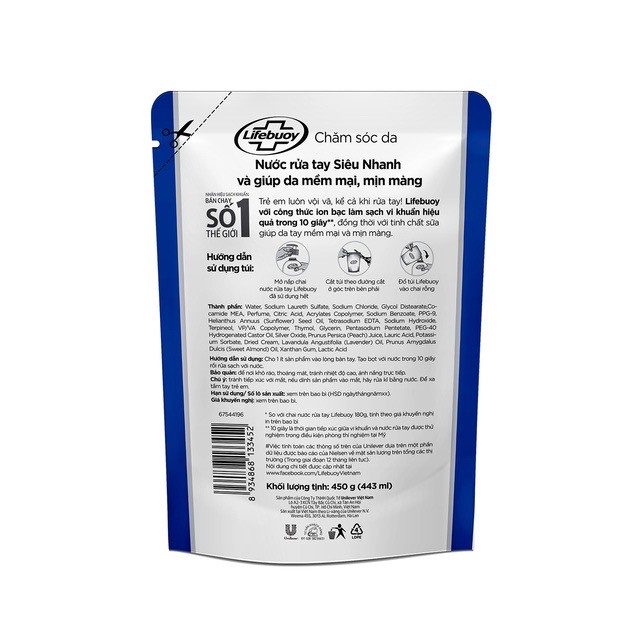 Nước rửa tay Lifebuoy Bảo vệ khỏi vị khuẩn 450gr (túi) | BigBuy360 - bigbuy360.vn