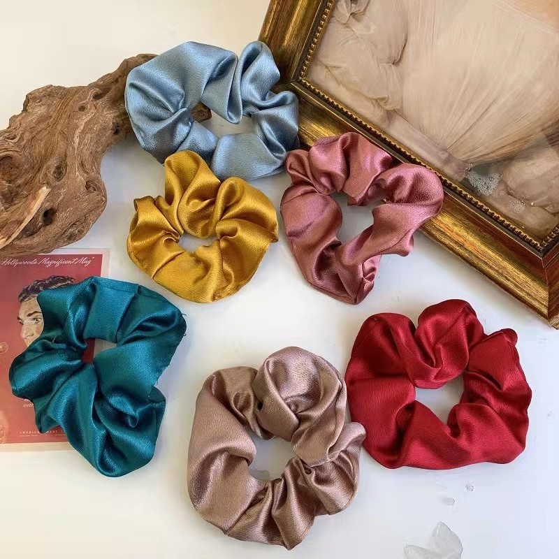 Dây Buộc Tóc Vải Satin Màu Trơn Đơn Giản Thời Trang