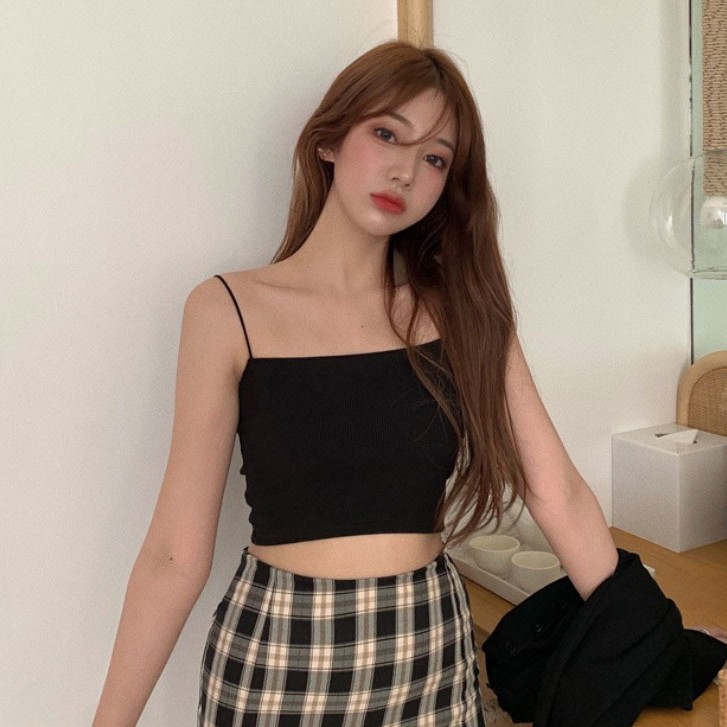 Cocory vn  Áo Croptop Trễ Vai Màu Trơn Thiết Kế Ôm Sát Quyến Rũ