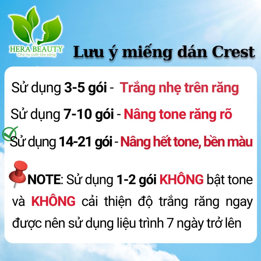 [Liệu trình 7 gói] miếng dán trắng răng Crest 3D White Chính Hãng USA