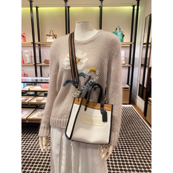 Túi tote phối màu túi xách COACH, hàng chính hãng có phiếu mua hàng F89488 dây vải canvas thể thao cổ điển