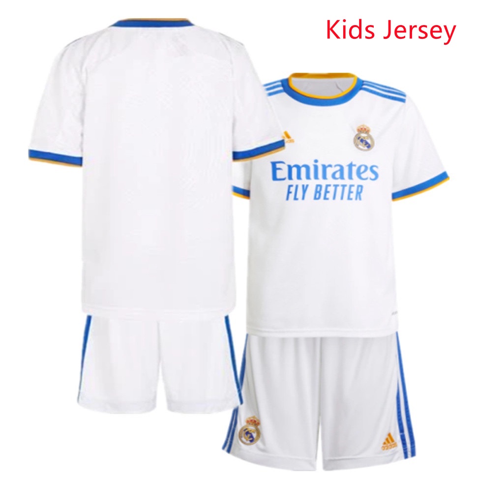 Áo Real Madrid thun Home đá banh đội tuyển Jersey 21-22 cho bé 2-13 tuổi