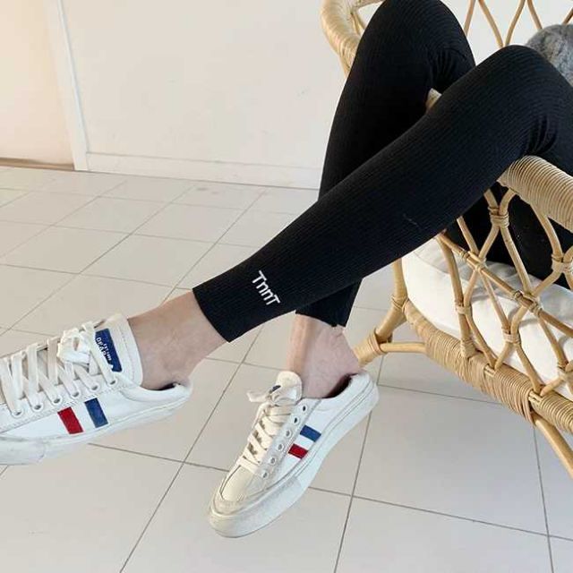 Quần legging len gân thêu chữ thu đông