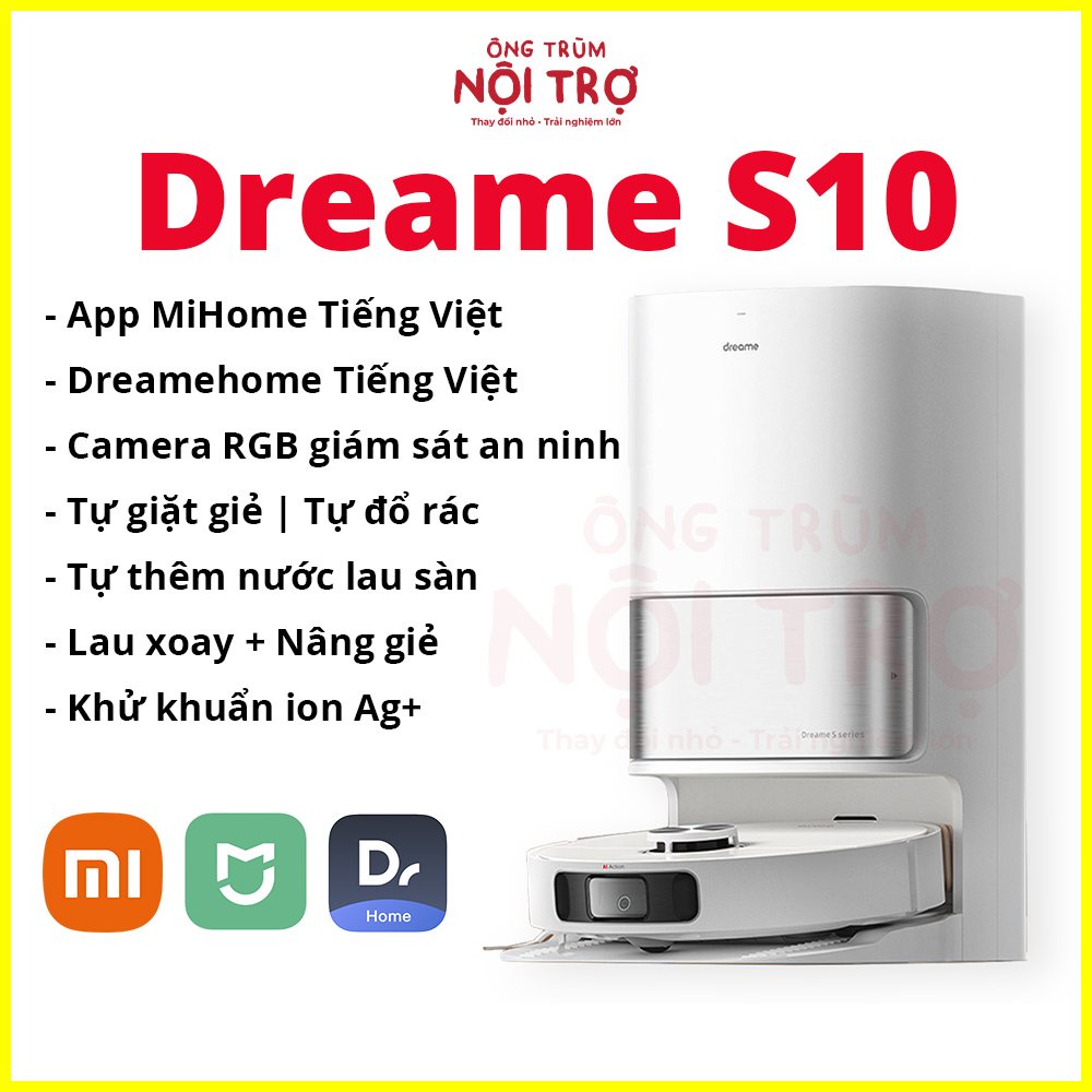 Robot XIAOMI DREAME S10 tự giặt giẻ tự đổ rác thông minh thế hệ mới - Bảo hành 12 tháng