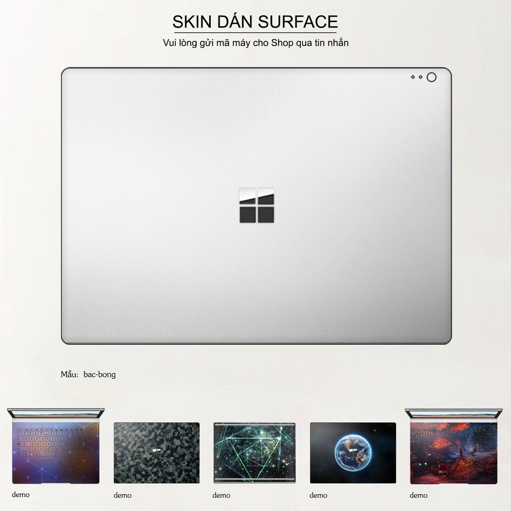 Skin dán Surface in hình Aluminum Chrome bạc bóng (inbox mã máy cho Shop)