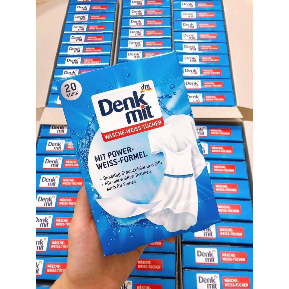 Miếng giặt tẩy trắng quần áo Denkmit _ HỘP 20 Tờ