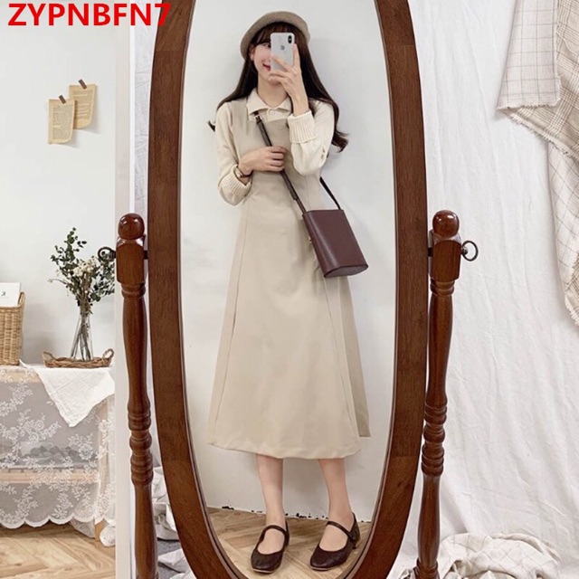 (Order) VÁY YẾM DÂY DÁNG XOÈ A STYLE ULZZANG HÀN QUỐC MÙA THU