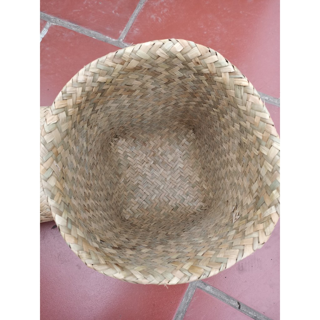 Giỏ cói trồng cây, đựng quần áo/decor tự nhiên kính phi 35cm