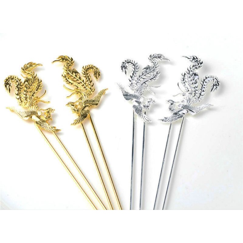 Trâm cài tóc màu vàng bạc trơn