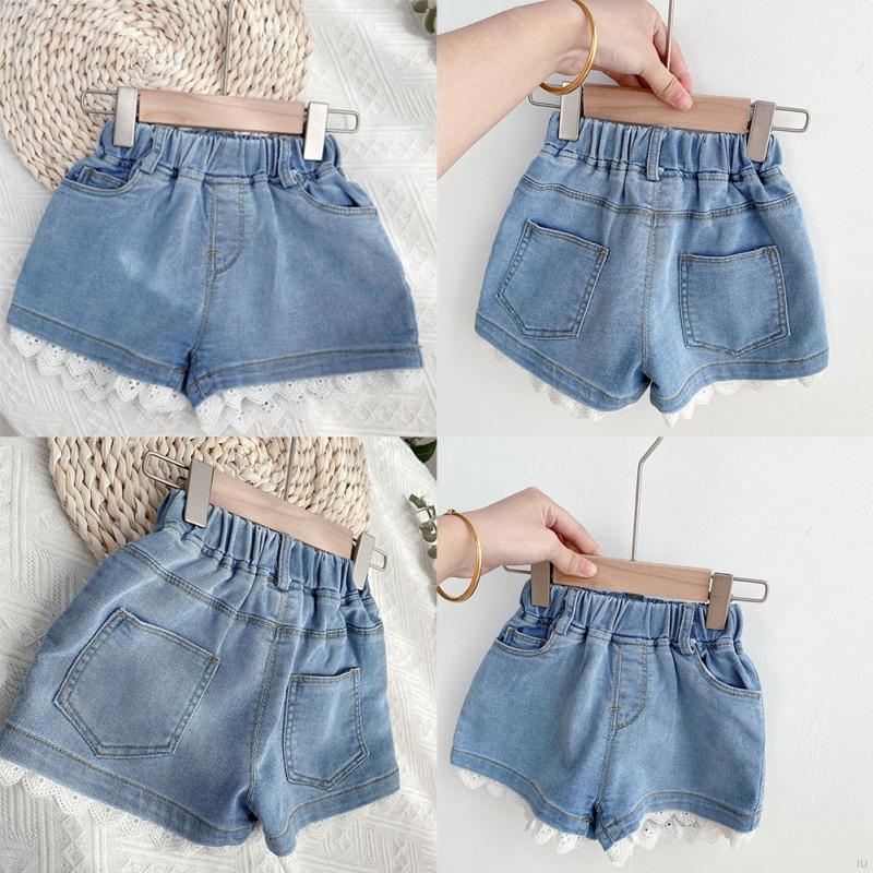 Quần Short Jeans Màu Trơn Cho Bé Gái