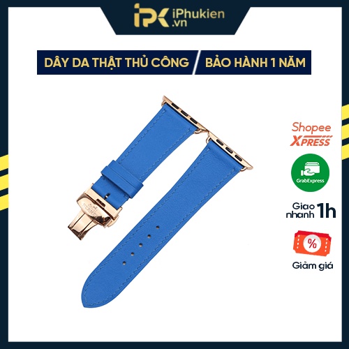 Dây Da Handmade [DA THẬT, BẢO HÀNH 1 NĂM] Swift Xanh Dương cho Apple Watch Seris 1/2/3/4/5/6/7