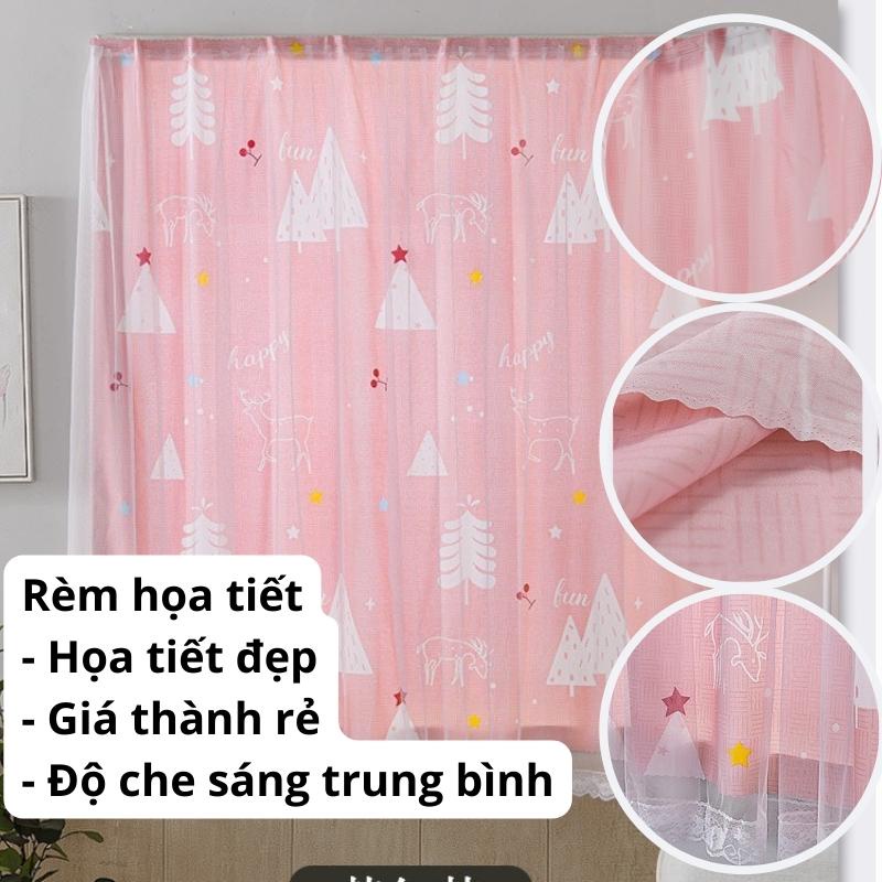 Rèm cửa sổ chống nắng dán tường rèm che phòng ngủ vải 2 lớp treo trang trí