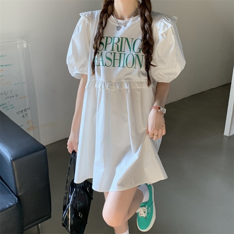 Đầm Tay Phồng Dáng Rộng Thời Trang Mùa Hè Pháp Cho Nữ