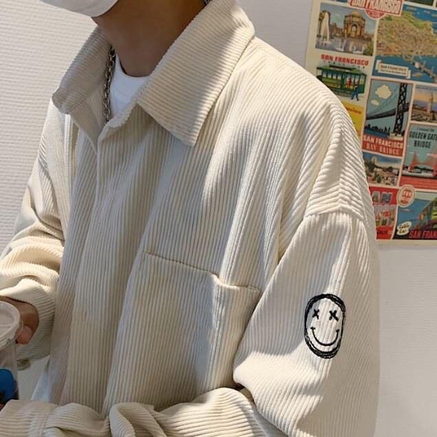 Áo Sơ Mi Mặt Cười NHUNG GÂM TĂM Oversize Form Rộng Unisex Nam Nữ Phong Cách Hàn Quốc Ulzzang KUN