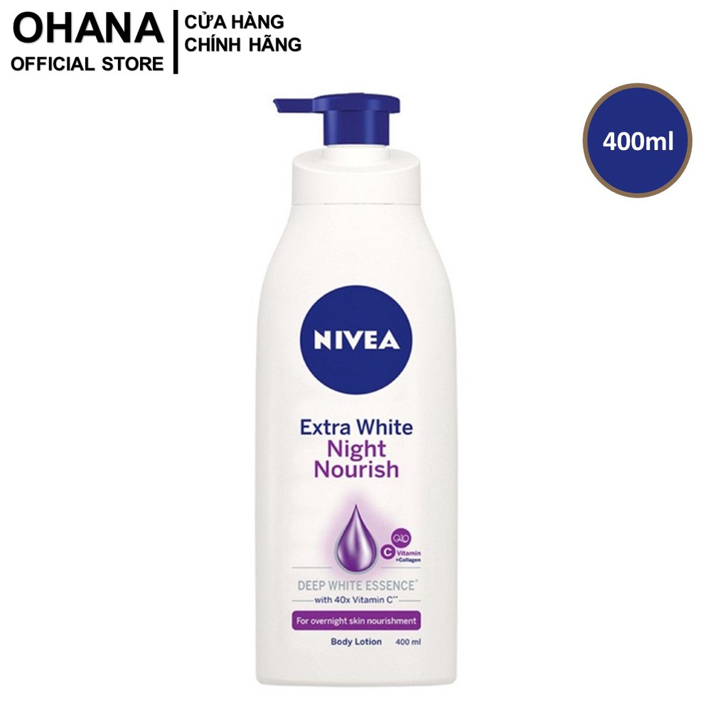 Sữa Dưỡng Thể Dưỡng Trắng Da Ban Đêm Nivea Extra White Night Nourish Body Lotion 400ml - Tím - 88126