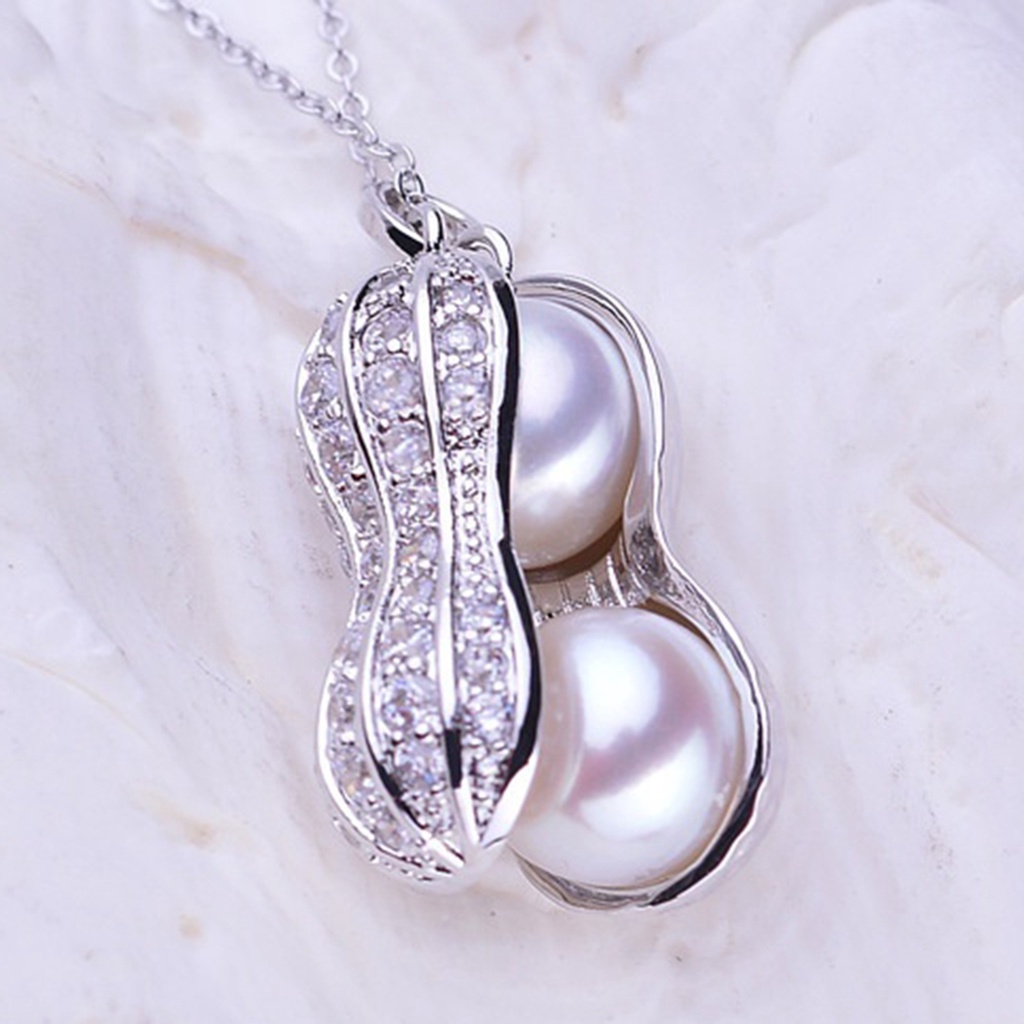 Vòng cổ Mặt Hạt Đậu Phộng Đính Đá 2 Màu Thanh Lịch Cho Nữ