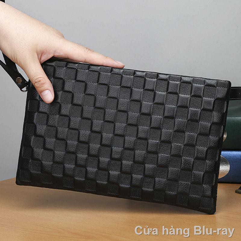 lớn] Lớp đầu tiên của túi xách nam da bò họa tiết cá sấu clutch thường phong bì víF