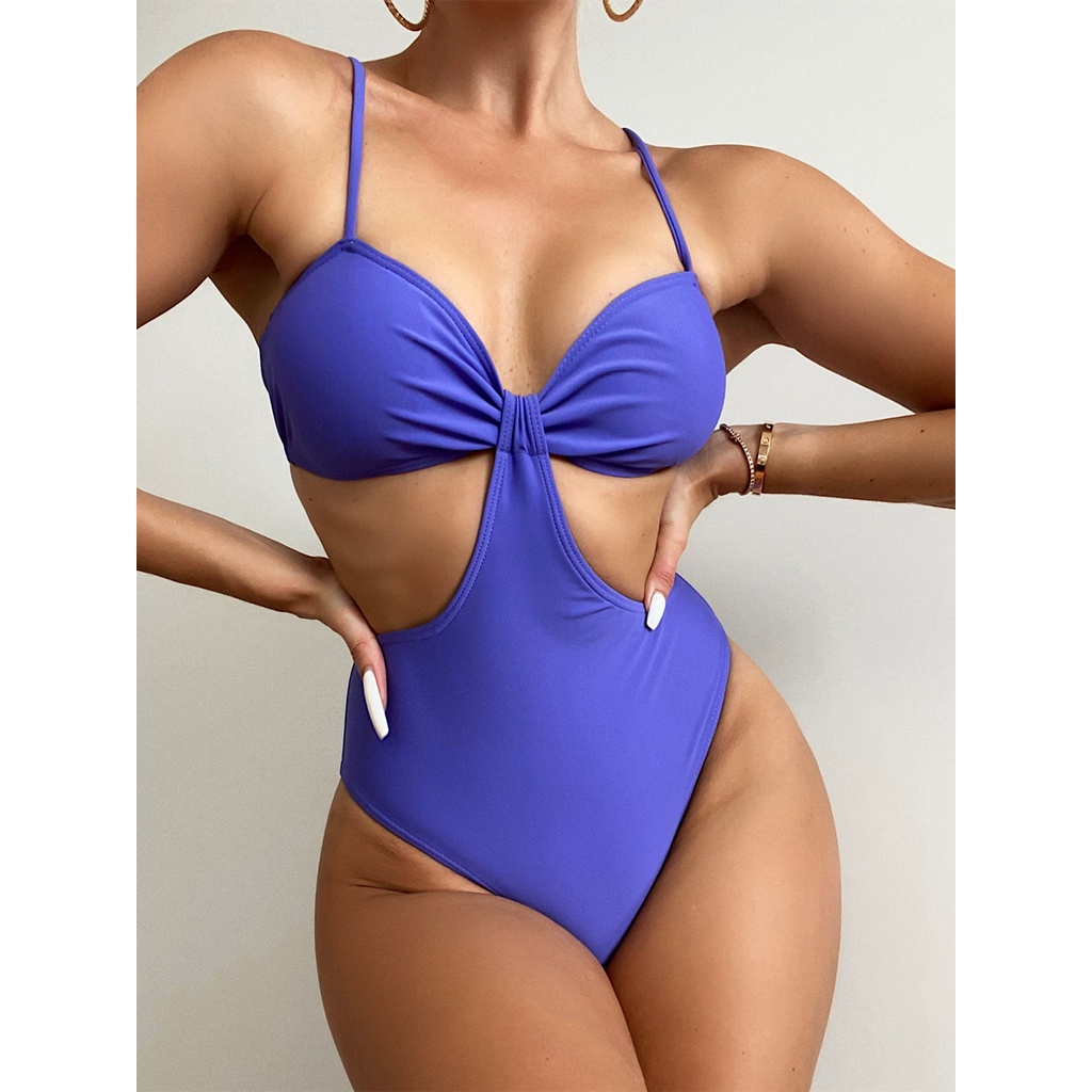 [BKN1663] &lt;ÂU&gt; BODYSUIT XANH TÍM NÚT NGỰC CUTOUT